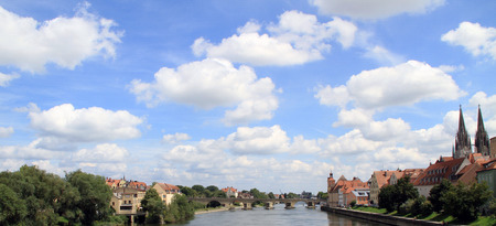skyline of regensburg in the summerの写真素材