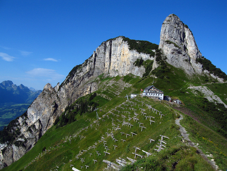 on the top of the mountainsの写真素材