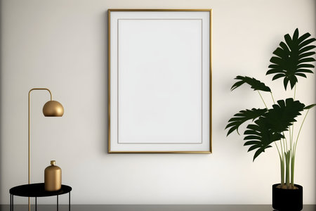 Mock up poster frame in interior backgroundの素材