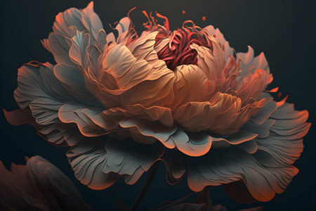 Beautiful peony flower on a dark background. Toned.の素材