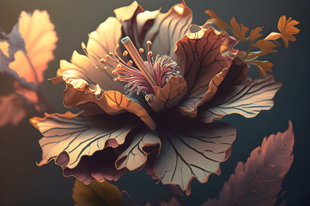 Hibiscus flower on dark backgroundの素材