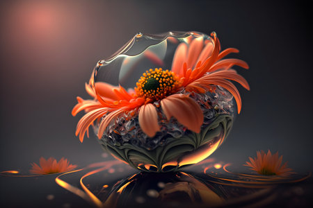 illustration of a glass vase with gerbera flowersの素材