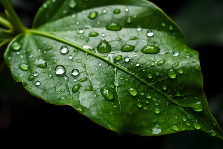 Water drops on green leaf after rain in rainy season. Natural background.の素材