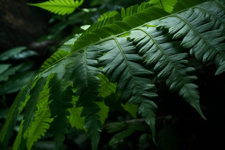 Fern leaves in the rainforest. Natural background and texture.の素材