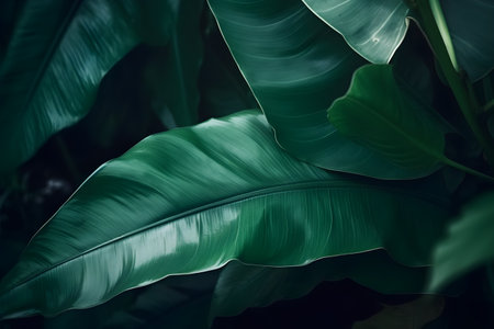 Green leaf texture background. Tropical leaf background. Green leaf texture.の素材