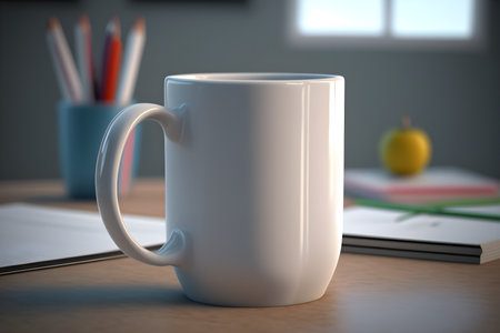 Cup of coffee or tea on the deskの素材