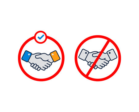 Do not shake hands. Handshake do not shake icon. Vector illustrationのイラスト素材