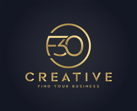 F30 Years Anniversary Celebration Vector Template Design Illustration Gold Elegantのイラスト素材