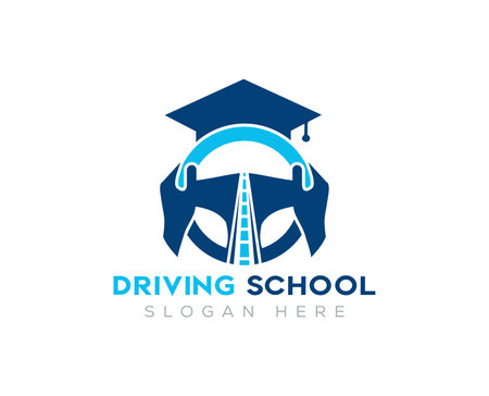 Driving school logo design. Education logo design inspiration. Car driver logo design.のイラスト素材