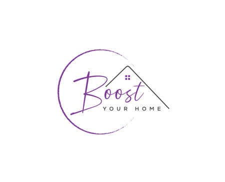 Boost your property's Logo Design Vector Template. Handwritten Signature Style Logoのイラスト素材