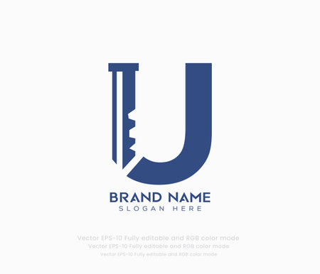 Letter U with key logo concept. Modern letter logo design template.のイラスト素材