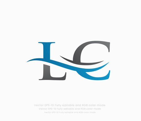 Initial Letter L C logotype company name blue and grey swoosh design. vector logo for business and company identity.のイラスト素材