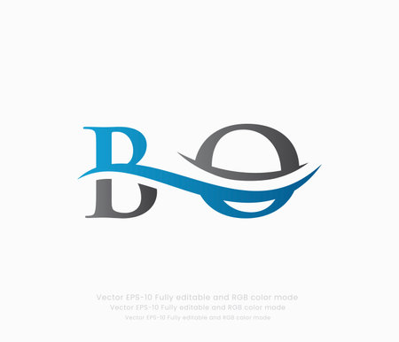 Initial Letter B O Logo Design With Swoosh. Business Logo Vector Template.のイラスト素材