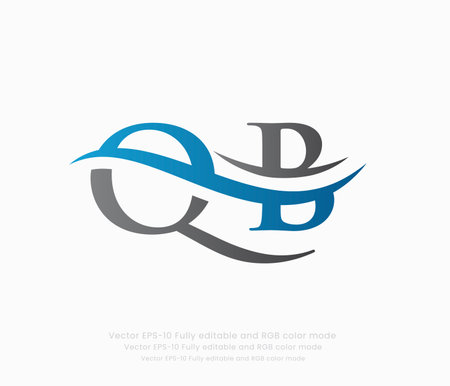 Initial letter QB logotype company name blue swoosh design. vector logo for business and company identity.のイラスト素材