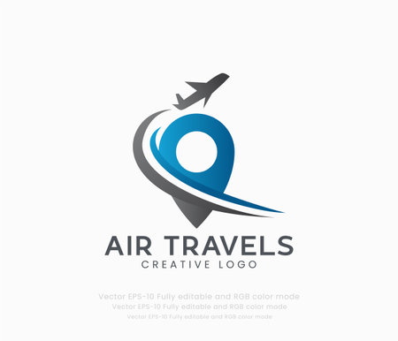 Air travel company logo design. Travel agency logotype. Vector illustration.のイラスト素材