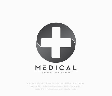Medical logo template. Modern medical logotype with cross. Vector illustration.のイラスト素材