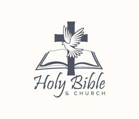 Holy bible logo design template. Christian symbols. Vector illustration on white background.のイラスト素材
