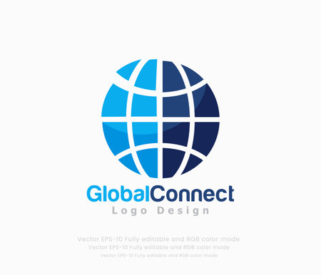 Global connection concept with globe. Vector illustration in modern flat style.のイラスト素材