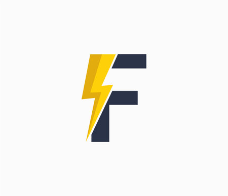 Letter F Lightning Logo Icon Design Template. Creative Bolt Lighting Flash Symbolのイラスト素材