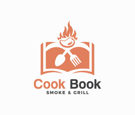 Cook book logo design. Cooking book logo template. Vector illustration.のイラスト素材
