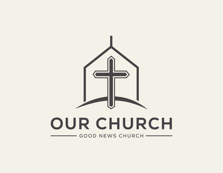 Church logo template. Christian symbols. Cross of Jesus Christ. Vector illustrationのイラスト素材