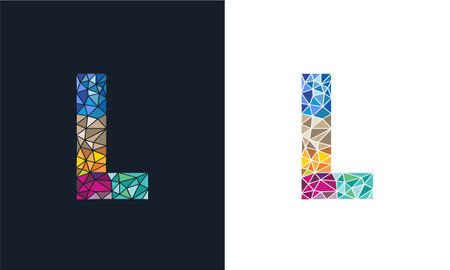 L letter logo with colorful polygonal mosaic style, vector illustration.のイラスト素材
