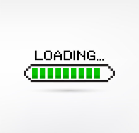 Loading progress bar in pixel style. Vector illustration. Eps 10.