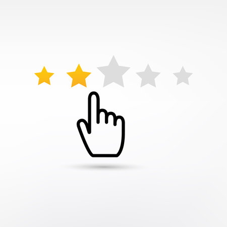 Hand clicking on five star icon. Feedback concept. Vector illustration.のイラスト素材