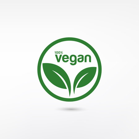 Vegan icon with green leaves. Vector illustration for your design.のイラスト素材