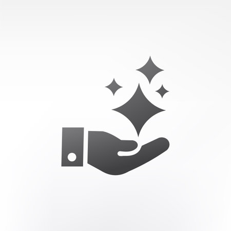 Hand with stars icon. Cleaning service concept. Vector illustration.のイラスト素材