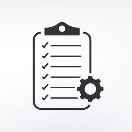 Clipboard with gear vector icon. Business and finance concept.のイラスト素材