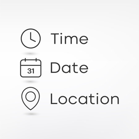 Time and Location line icons set. Vector illustration, EPS 10.のイラスト素材