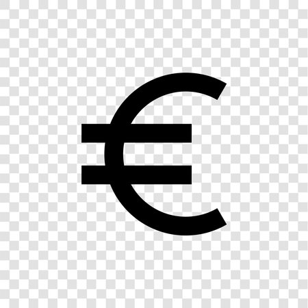 Euro sign icon. Flat design. Black icon on transparent background.のイラスト素材