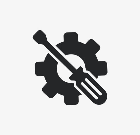 Setting Icon. Gear with Screwdriver and Cogwheel. Vector illustrationのイラスト素材