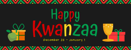 Happy kwanzaa greeting card. Vector illustration in flat styleのイラスト素材