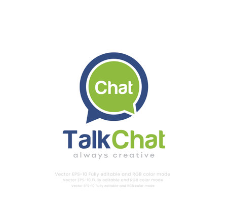 Take a chat logo concept with thin line speech bubble. Vector illustration.のイラスト素材