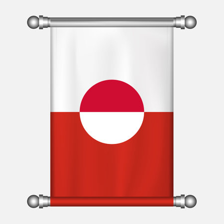 Greenland flag hanging on the wall. Vector illustration of the national flag of Greenlandのイラスト素材