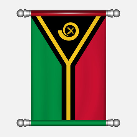 Flag of Vanuatu hanging on the wall. Vector illustration.のイラスト素材