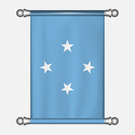 Flag of Micronesia hanging on the rope. Vector illustration.のイラスト素材