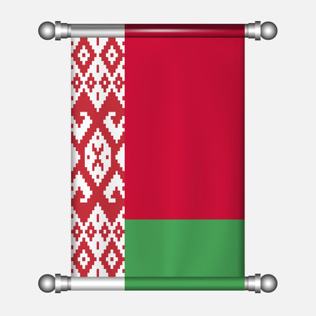 Flag of Belarus. Fabric Flag of Belarus. Vector Illustration.のイラスト素材