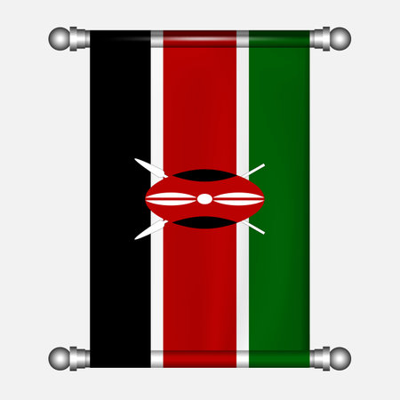 Egypt flag hanging on the wall. Vector illustration of Egypt flag.のイラスト素材