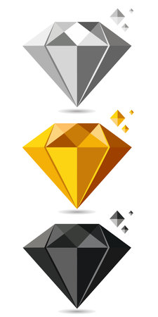 Set of diamond icons. Vector illustration isolated on a white background.のイラスト素材
