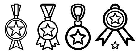 Medal icon set. Simple set of medal vector icons for web design on white backgroundのイラスト素材