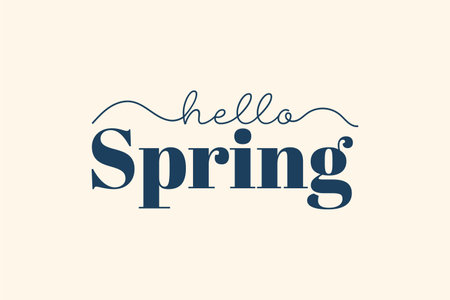 Hello Spring. Calligraphic inscription word - Hello Spring as a continuous line drawing.のイラスト素材