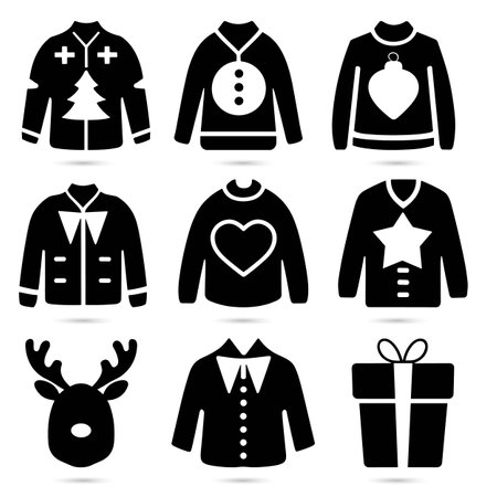 Set of winter clothes icons isolated on white background. Vector illustration.のイラスト素材