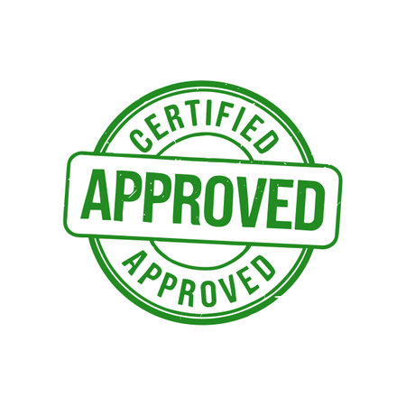 Approved green stamp on white background. Vector illustration of approved stamp.のイラスト素材