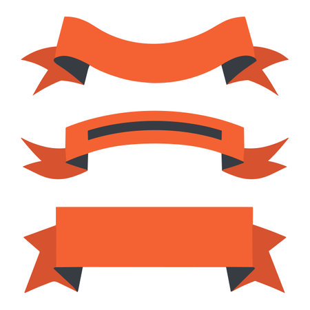 Ribbon banners set in flat style. Vector ribbons illustration.のイラスト素材