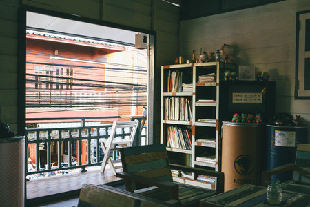 book shelf at balcony in guest house