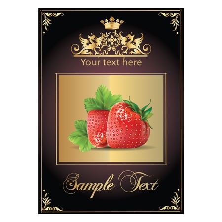 ripe, delicious strawberries. beautiful labelのイラスト素材