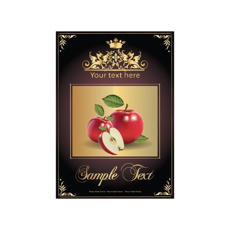 ripe, delicious apples. beautiful labelのイラスト素材
